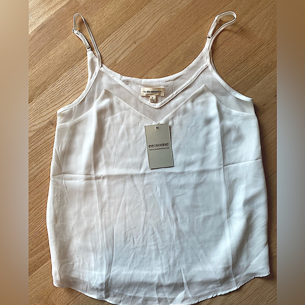 White thin strap tank top